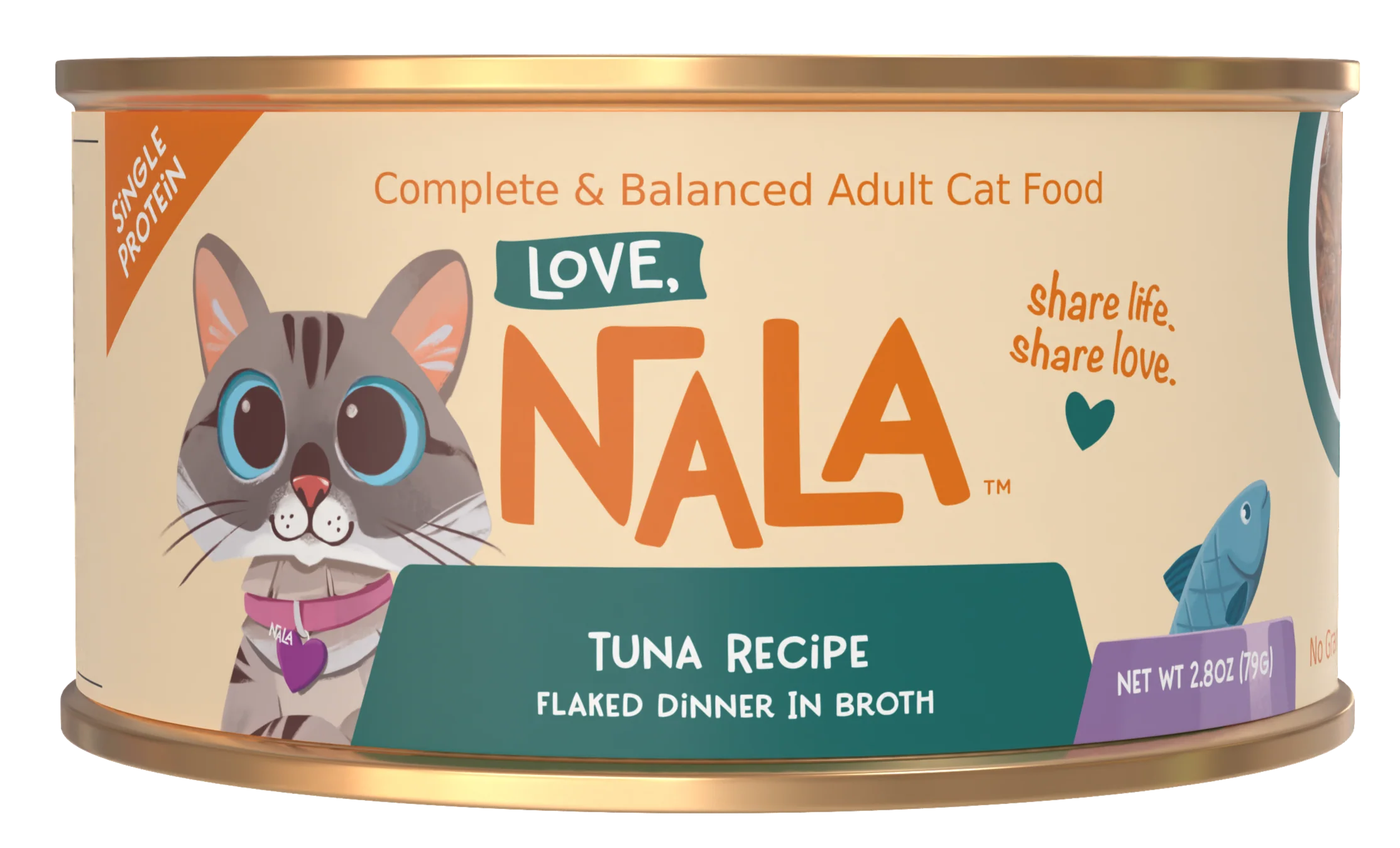 LOVE, NALA - Single Protein Tuna Flaked Wet Cat Food - Hydration Broth, Natural, Grain-Free, Non-GMO, No Gums, No Carrageenan, Human-Grade Tuna, Added Vitamins & Minerals - 2.8 oz, 12 Cans